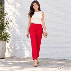 Faded Glory Parker Pants WMNS 4 Brilliant Red Slim Ankle Stretch Smart Casual